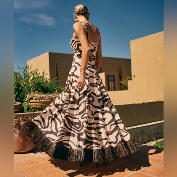 Antonio Melani MG Style Somers Linen Blend Swirl Pattern Maxi Raffia Skirt Set - Picture 5 of 16